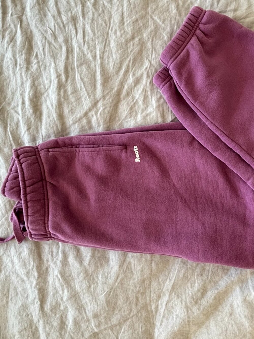 Roots Cloud sweatpants, Size Small, purple-pink colour